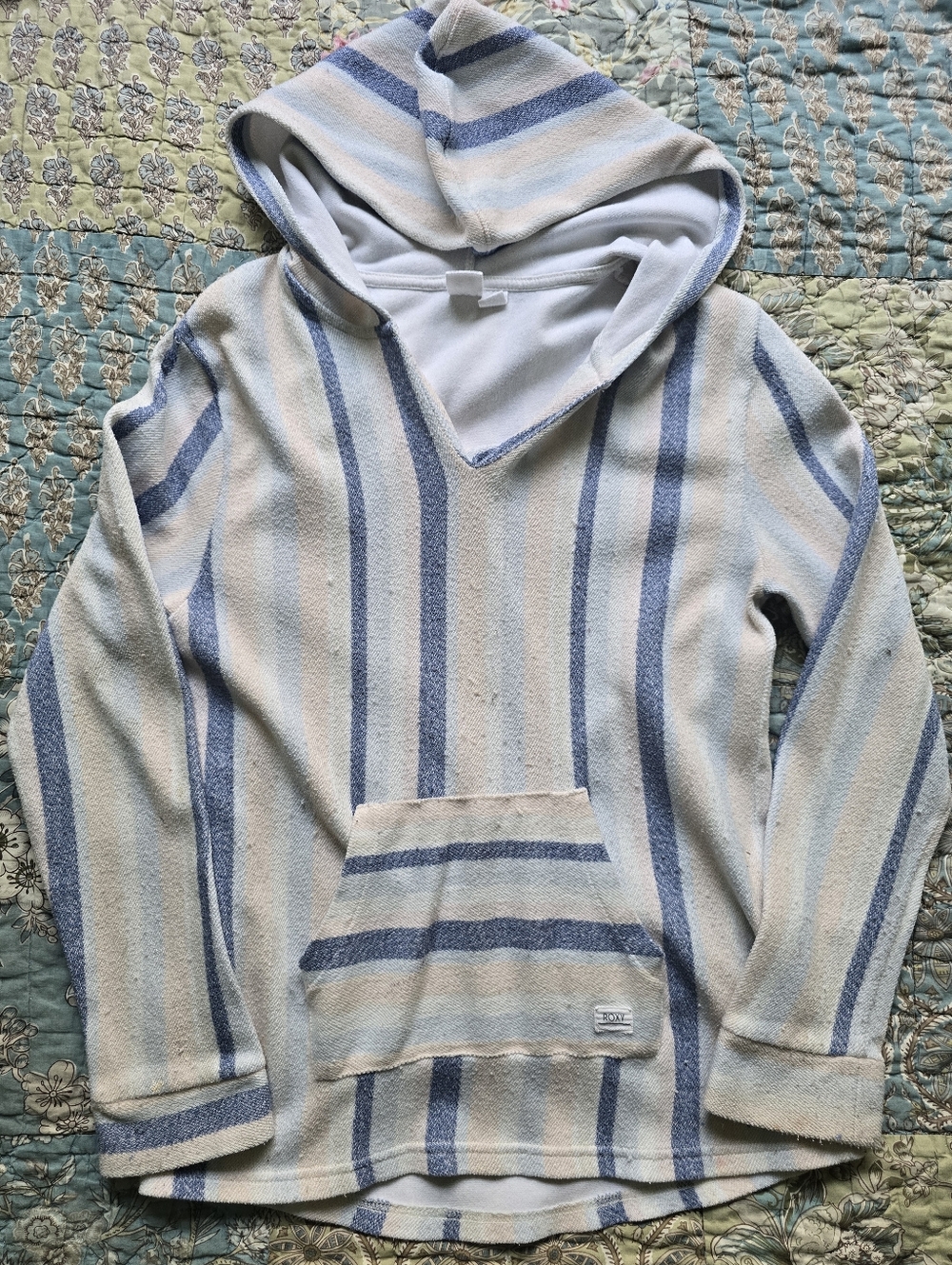 Roxy Girl Striped Hoodie Sweatshirt Size XL 18/20